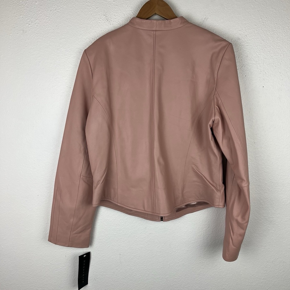 Bagatelle Women's Petite 14 Light Pink Leather Zip Jacket - Picture 5 of 16